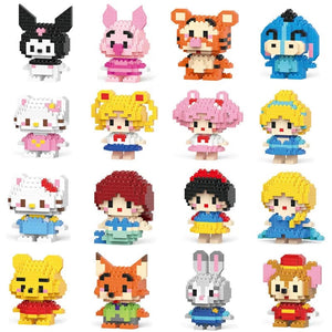 Planet Gates 26 / With Box Hello Kitty Action Figure Building Blocks for Lego Melody Children Toys Kuromi Anime Peripherals 3D Puzzle Kawaii Kids Gifts
