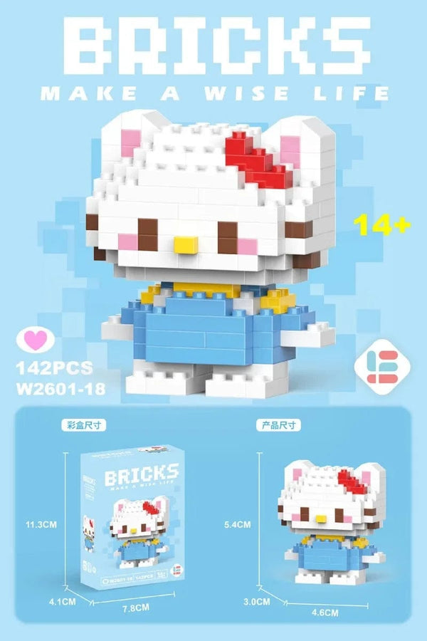 Planet Gates 26 / With Box Hello Kitty Action Figure Building Blocks for Lego Melody Children Toys Kuromi Anime Peripherals 3D Puzzle Kawaii Kids Gifts