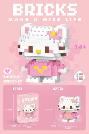 Planet Gates 26 / With Box Hello Kitty Action Figure Building Blocks for Lego Melody Children Toys Kuromi Anime Peripherals 3D Puzzle Kawaii Kids Gifts