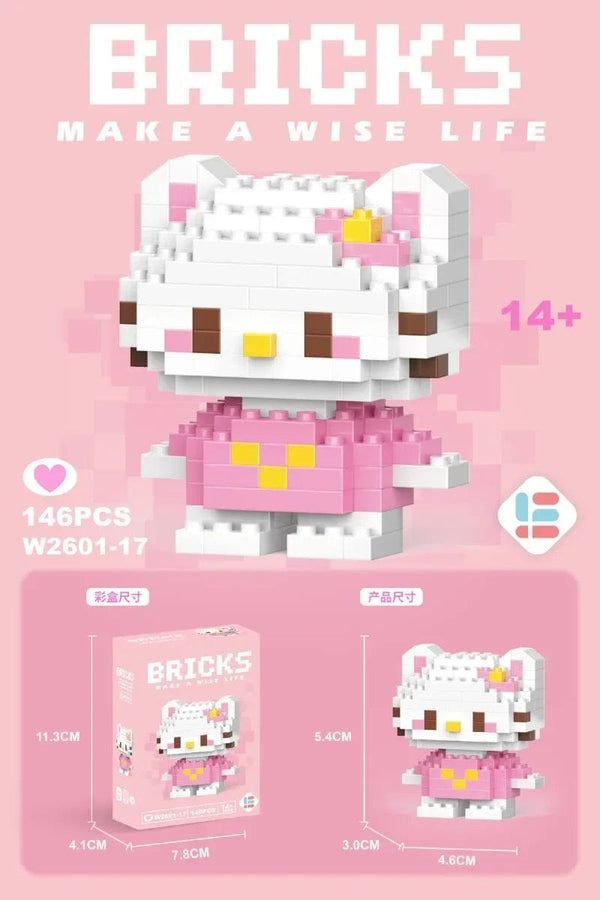 Planet Gates 26 / With Box Hello Kitty Action Figure Building Blocks for Lego Melody Children Toys Kuromi Anime Peripherals 3D Puzzle Kawaii Kids Gifts
