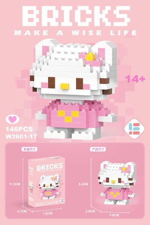 Planet Gates 26 / With Box Hello Kitty Action Figure Building Blocks for Lego Melody Children Toys Kuromi Anime Peripherals 3D Puzzle Kawaii Kids Gifts