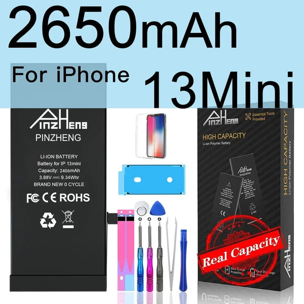 Planet Gates 2650mAh For i13 MINI PINZHENG Battery For iPhone X XR XS 11 12 13 Mini Max Pro Promax Real High Capacity Replacement Bateria Warranty One Year