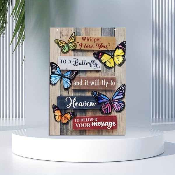Planet Gates 27.94*19.81cm 1pc, Whisper I Love You to a Butterfly Wooden Sign - Perfect Home Decor for Living Room, Bathroom, Bedroom, Kitchen - Valentine's Day, Thanksgiving, and Holiday Gift