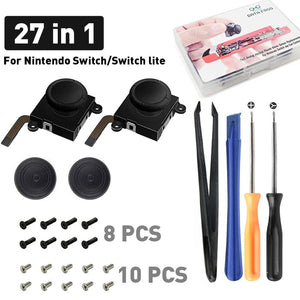 Planet Gates 27 in 1 with  box DATA FROG 3D Analog Joystick Thumb Stick Compatible Nintendo Switch Joy Pad Replacement Repair Kit Tool for Switch Lite