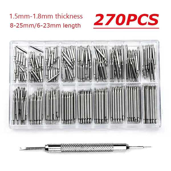 Planet Gates 270pcs/set Strainless Steel Spring Bars Dia 1.5mm/1.8mm length8mm - 25mm/6mm - 23mm Watchband Strap Belt Watch Repair Tools Pin