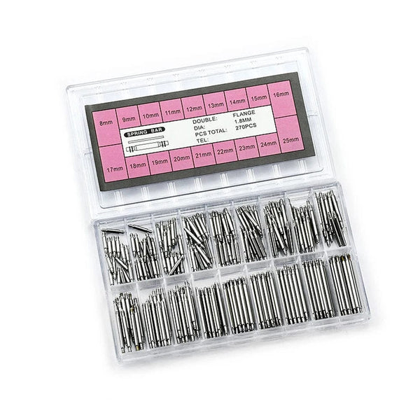 Planet Gates 270pcs/set Strainless Steel Spring Bars Dia 1.5mm/1.8mm length8mm - 25mm/6mm - 23mm Watchband Strap Belt Watch Repair Tools Pin