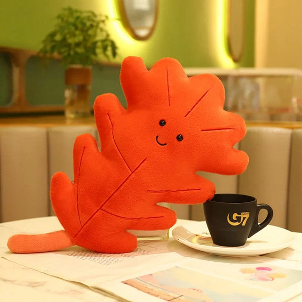 Planet Gates 27x36cm Kawaii Plush Leaves Pillow Cushion Toys Soft Maple Leaf Ginkgo Plant Full Stuffed Toys Room Christmas Holiday Party Decor Gift