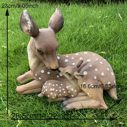 Planet Gates 28.5*16.6*23cm 1 Pair, Mother And Son Deer Statue Yard Statue Garden Decoration Indoor And Outdoor Yard Animal Decoration Resin Statue Art Craft, Party Holiday Surprise Gift Yard Decoration, Yard Supplies, Holiday Supplies, Lawn, Yard Art