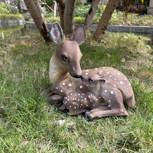 Planet Gates 28.5*16.6*23cm 1 Pair, Mother And Son Deer Statue Yard Statue Garden Decoration Indoor And Outdoor Yard Animal Decoration Resin Statue Art Craft, Party Holiday Surprise Gift Yard Decoration, Yard Supplies, Holiday Supplies, Lawn, Yard Art