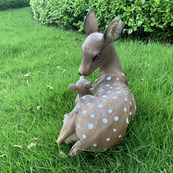 Planet Gates 28.5*16.6*23cm 1 Pair, Mother And Son Deer Statue Yard Statue Garden Decoration Indoor And Outdoor Yard Animal Decoration Resin Statue Art Craft, Party Holiday Surprise Gift Yard Decoration, Yard Supplies, Holiday Supplies, Lawn, Yard Art