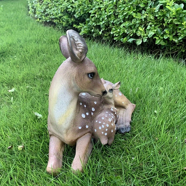Planet Gates 28.5*16.6*23cm 1 Pair, Mother And Son Deer Statue Yard Statue Garden Decoration Indoor And Outdoor Yard Animal Decoration Resin Statue Art Craft, Party Holiday Surprise Gift Yard Decoration, Yard Supplies, Holiday Supplies, Lawn, Yard Art