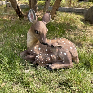 Planet Gates 28.5*16.6*23cm 1 Pair, Mother And Son Deer Statue Yard Statue Garden Decoration Indoor And Outdoor Yard Animal Decoration Resin Statue Art Craft, Party Holiday Surprise Gift Yard Decoration, Yard Supplies, Holiday Supplies, Lawn, Yard Art