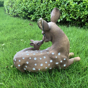 Planet Gates 28.5*16.6*23cm 1 Pair, Mother And Son Deer Statue Yard Statue Garden Decoration Indoor And Outdoor Yard Animal Decoration Resin Statue Art Craft, Party Holiday Surprise Gift Yard Decoration, Yard Supplies, Holiday Supplies, Lawn, Yard Art