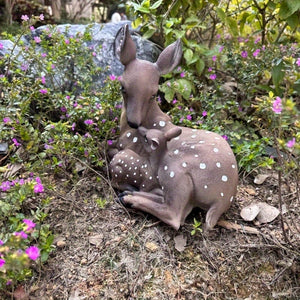 Planet Gates 28.5*16.6*23cm 1 Pair, Mother And Son Deer Statue Yard Statue Garden Decoration Indoor And Outdoor Yard Animal Decoration Resin Statue Art Craft, Party Holiday Surprise Gift Yard Decoration, Yard Supplies, Holiday Supplies, Lawn, Yard Art
