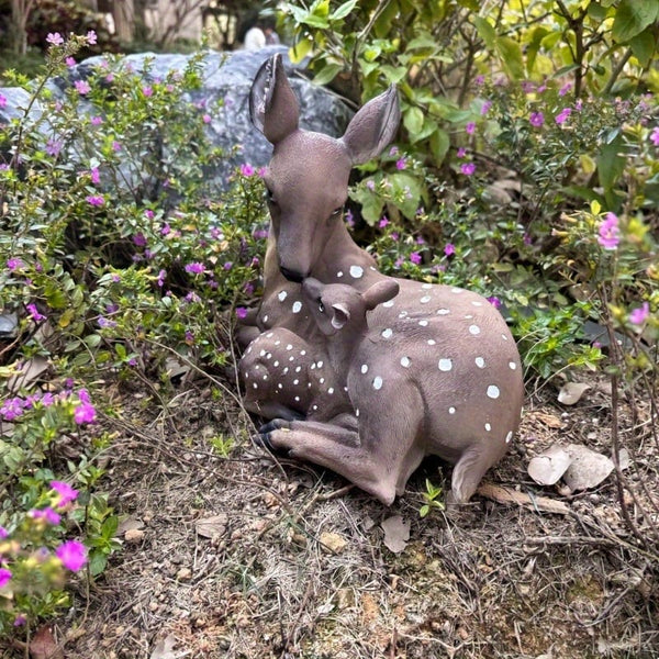 Planet Gates 28.5*16.6*23cm 1 Pair, Mother And Son Deer Statue Yard Statue Garden Decoration Indoor And Outdoor Yard Animal Decoration Resin Statue Art Craft, Party Holiday Surprise Gift Yard Decoration, Yard Supplies, Holiday Supplies, Lawn, Yard Art