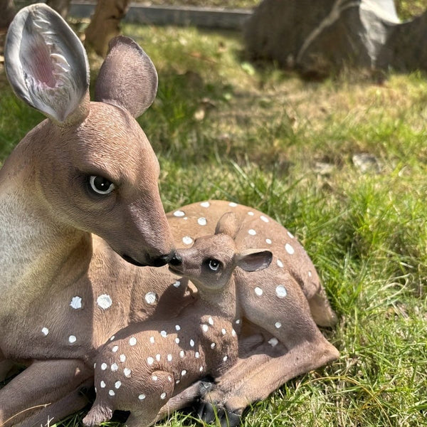 Planet Gates 28.5*16.6*23cm 1 Pair, Mother And Son Deer Statue Yard Statue Garden Decoration Indoor And Outdoor Yard Animal Decoration Resin Statue Art Craft, Party Holiday Surprise Gift Yard Decoration, Yard Supplies, Holiday Supplies, Lawn, Yard Art