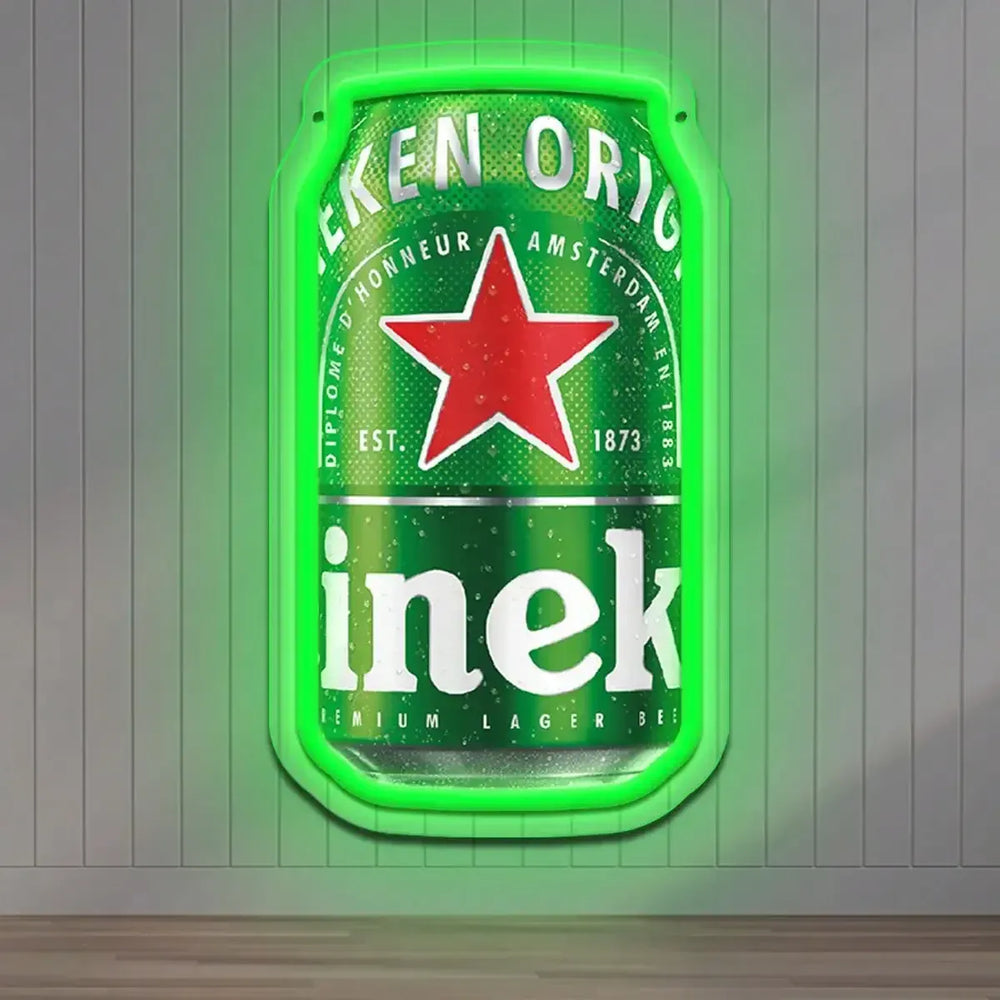 Planet Gates 28.5x15.5cm Vintage Beer Can Neon Sign Realistic LED Light for Bar Pub Man Cave Home Decor Retro Industrial Wall Art Gift for Beer Lovers