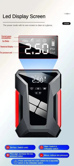 Planet Gates 28000mAh Car Jump Starter Multifunctional Automotive Emergency Power 150PSI Tire Inflator Powerbank Air Pump With Bag