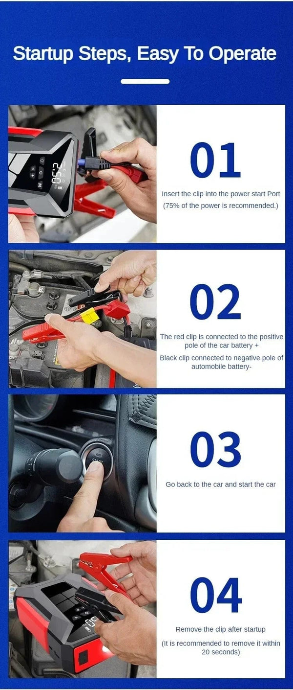 Planet Gates 28000mAh Car Jump Starter Multifunctional Automotive Emergency Power 150PSI Tire Inflator Powerbank Air Pump With Bag