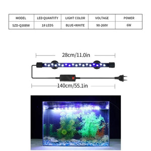 Planet Gates 28cm 90-260V Aquarium Light LED Waterproof Fish Tank Clip Light Underwater Decor Lighting Submersible Lamp Plant Grow Lamp 18-58CM