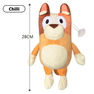 Planet Gates 28cm Chilli Bluey 28CM Anime Figures Family Bingo Plush Dolls Animation Peripheral Dog Dad Bandit And Mom Chilli Stuffed Toys Kids Gift