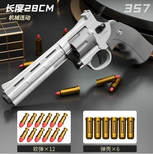 Planet Gates 28CM GRAY Magnum Zp-5 357 Long Alloy Revolver Soft Bullet Can Be Fired Pistol Boy Simulation Toy Repeating Pistol Children's gifts