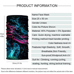 Planet Gates 29 / 50cm x 25cm Outdoor Sports Bandana Man Seamless Balaclava Neck Warmer Cycling Motorcycle Scarf Windproof Sun Protection Fishing Face Mask