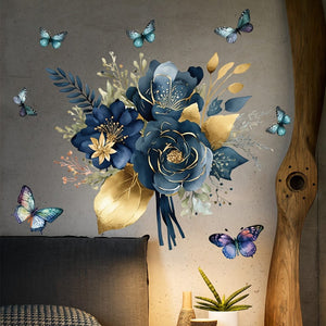 Planet Gates 29.97cm X 39.88cm 1pc Blue Mandala Flower Butterfly Surround Decorative Wall Sticker, Removable PVC Material Wall Sticker, Suitable For Kitchen Wall Sticker