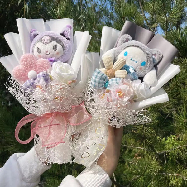Planet Gates 29 Cartoon My Melody Kuromi Cinnamoroll Kt Cat Plush Doll Creative Flower Bouquet Valentine Christmas Graduation Birthday Gift