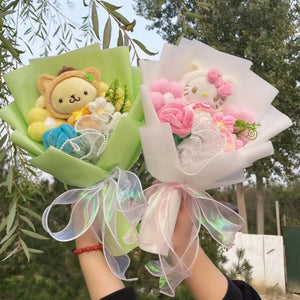 Planet Gates 29 Cartoon My Melody Kuromi Cinnamoroll Kt Cat Plush Doll Creative Flower Bouquet Valentine Christmas Graduation Birthday Gift