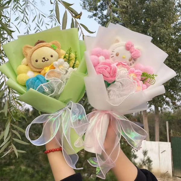 Planet Gates 29 Cartoon My Melody Kuromi Cinnamoroll Kt Cat Plush Doll Creative Flower Bouquet Valentine Christmas Graduation Birthday Gift