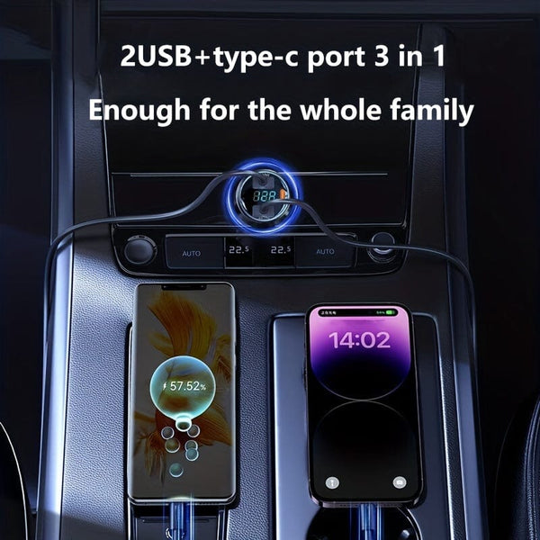 Planet Gates 2A+C fast charge 236W 3 In 1 Car Charger, High Power Car Charger, With 2 USB And One PD36W Type-C Port Fast Charging Suitable For Notebook Iphone Android Samsung