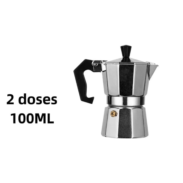 Planet Gates 2cups 100ml Italian Type Coffee Maker Aluminum Mocha Espresso Percolator Pot Coffee Maker Moka Pot Espresso Shot Maker Espresso Machine