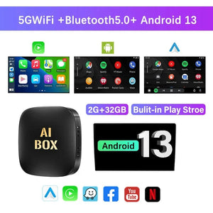 Planet Gates 2G 16G 2024 Android 13 Smart Box Android Auto Wireless Carplay Adapter Bulit-in Play Store For Youtube Nexflit Car Intelligence Systems