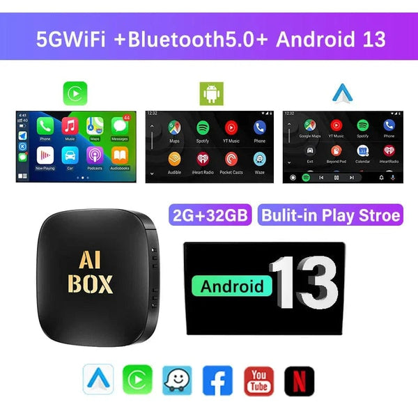 Planet Gates 2G 16G 2024 Android 13 Smart Box Android Auto Wireless Carplay Adapter Bulit-in Play Store For Youtube Nexflit Car Intelligence Systems