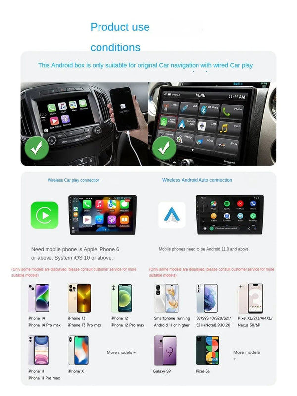Planet Gates 2G 16G 2024 Android 13 Smart Box Android Auto Wireless Carplay Adapter Bulit-in Play Store For Youtube Nexflit Car Intelligence Systems