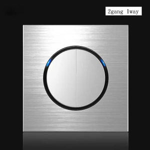 Planet Gates 2gang 1way 86 type 1 2 3 4 gang 1 2 way Silver aluminum alloy panel Switch socket LED use round box Industry German EU French light socket
