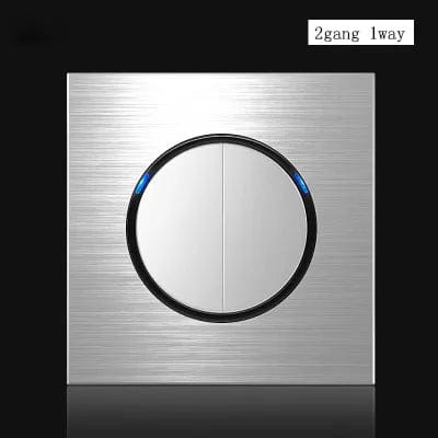 Planet Gates 2gang 1way 86 type 1 2 3 4 gang 1 2 way Silver aluminum alloy panel Switch socket LED use round box Industry German EU French light socket