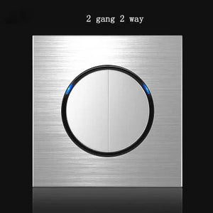 Planet Gates 2gang 2way 86 type 1 2 3 4 gang 1 2 way Silver aluminum alloy panel Switch socket LED use round box Industry German EU French light socket