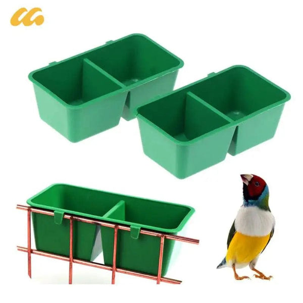 Planet Gates 2In1 Bird Food Water Bowl Parrot Dual Feeding Cup Plastic Pigeons Cage Water Food Feeder Bird Parrot Pet Aviary Water Box Bowl