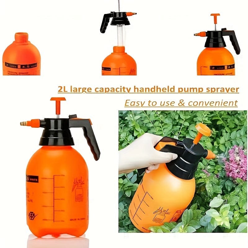 Planet Gates 2L 1pc, 2L Watering Can, Air Pressure Watering Sprayer, Garden Pump Sprayer, 0.5 Gallon Hand-held Lawn Pressure Spray Bottle With Brass Adjustable Nozzle For Watering Flower Lawn, Home Cleaning And Washing