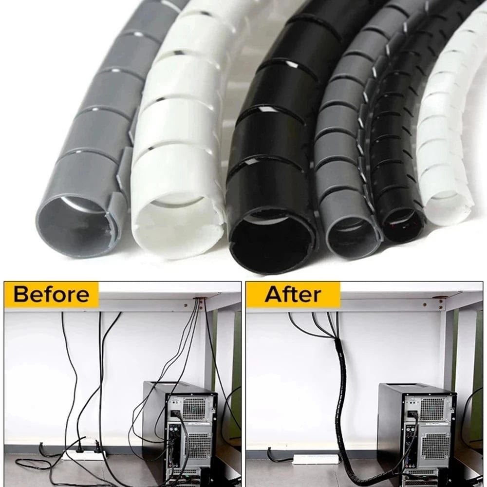 Planet Gates 2M/1M Flexible Spiral Cable Wire Protector Cable Organizer Computer Cord Protective Tube Clip Organizer Management Tools 16/10mm