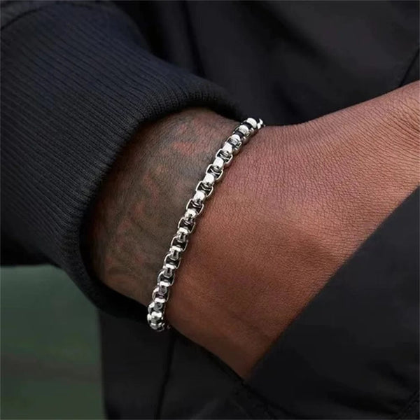 Planet Gates 2mm Silver Color Stainless Steel Square Ball Chain Bracelet Men Titanium Steel Jewelry Hip-Hop Bracelet For Women Fashion Trend Accessories Gif
