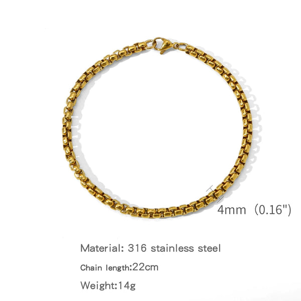 Planet Gates 2mm Silver Color Stainless Steel Square Ball Chain Bracelet Men Titanium Steel Jewelry Hip-Hop Bracelet For Women Fashion Trend Accessories Gif