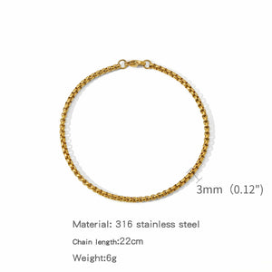 Planet Gates 2mm Silver Color Stainless Steel Square Ball Chain Bracelet Men Titanium Steel Jewelry Hip-Hop Bracelet For Women Fashion Trend Accessories Gif