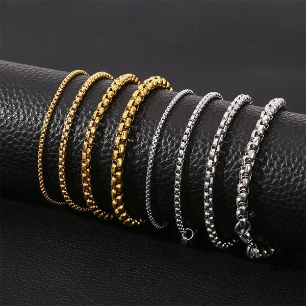 Planet Gates 2mm Silver Color Stainless Steel Square Ball Chain Bracelet Men Titanium Steel Jewelry Hip-Hop Bracelet For Women Fashion Trend Accessories Gif