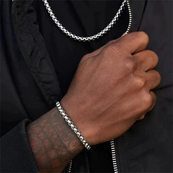 Planet Gates 2mm Silver Color Stainless Steel Square Ball Chain Bracelet Men Titanium Steel Jewelry Hip-Hop Bracelet For Women Fashion Trend Accessories Gif