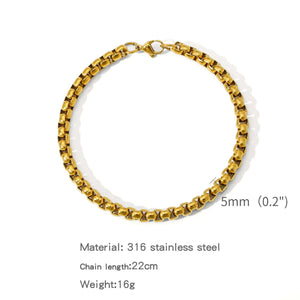 Planet Gates 2mm Silver Color Stainless Steel Square Ball Chain Bracelet Men Titanium Steel Jewelry Hip-Hop Bracelet For Women Fashion Trend Accessories Gif