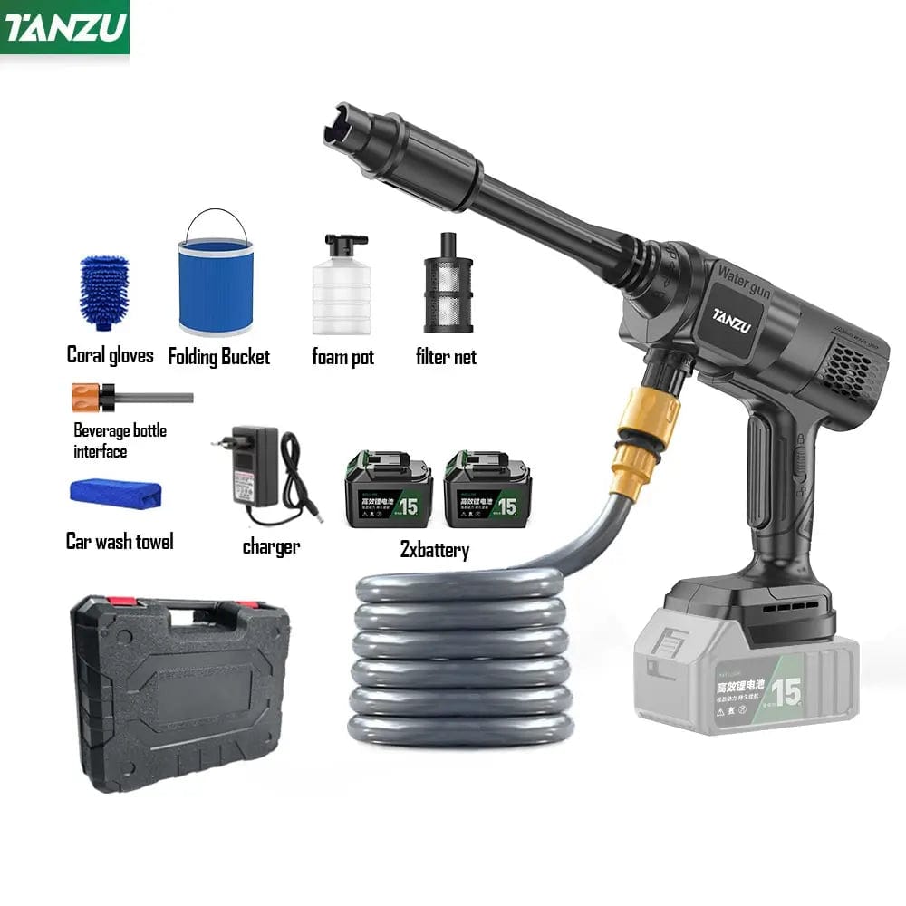 Myjka wysokociśnieniowa Planet Gates 2 szt., duża bateria, UE, Chiny, 21 V, 80 barów, generacja 7, regulowana dysza wodna, bezprzewodowy elektryczny pistolet na wodę, myjnia samochodowa, podłoga, balkon