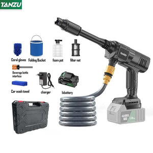 Planet Gates 2pc big battery / EU / CHINA 21V 80 Bar Generation 7 High Pressure Washer Adjustable Water Pressure Nozzle Wireless Electric Water Gun Car Floor Balcony Wash